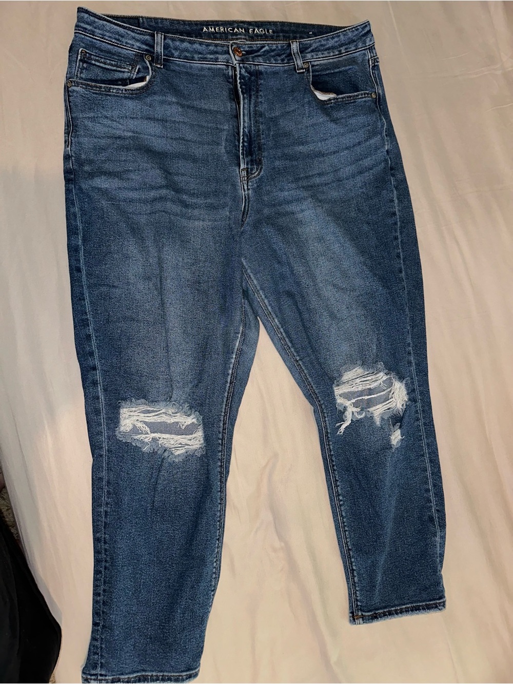 American Eagle Outfitters Dark Blue Distressed Ankle Jeans